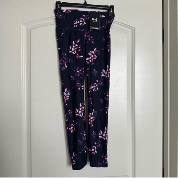 NWT Under Armour Floral High Rise Compression Ankle Workout Leggings - Picture 1 of 8